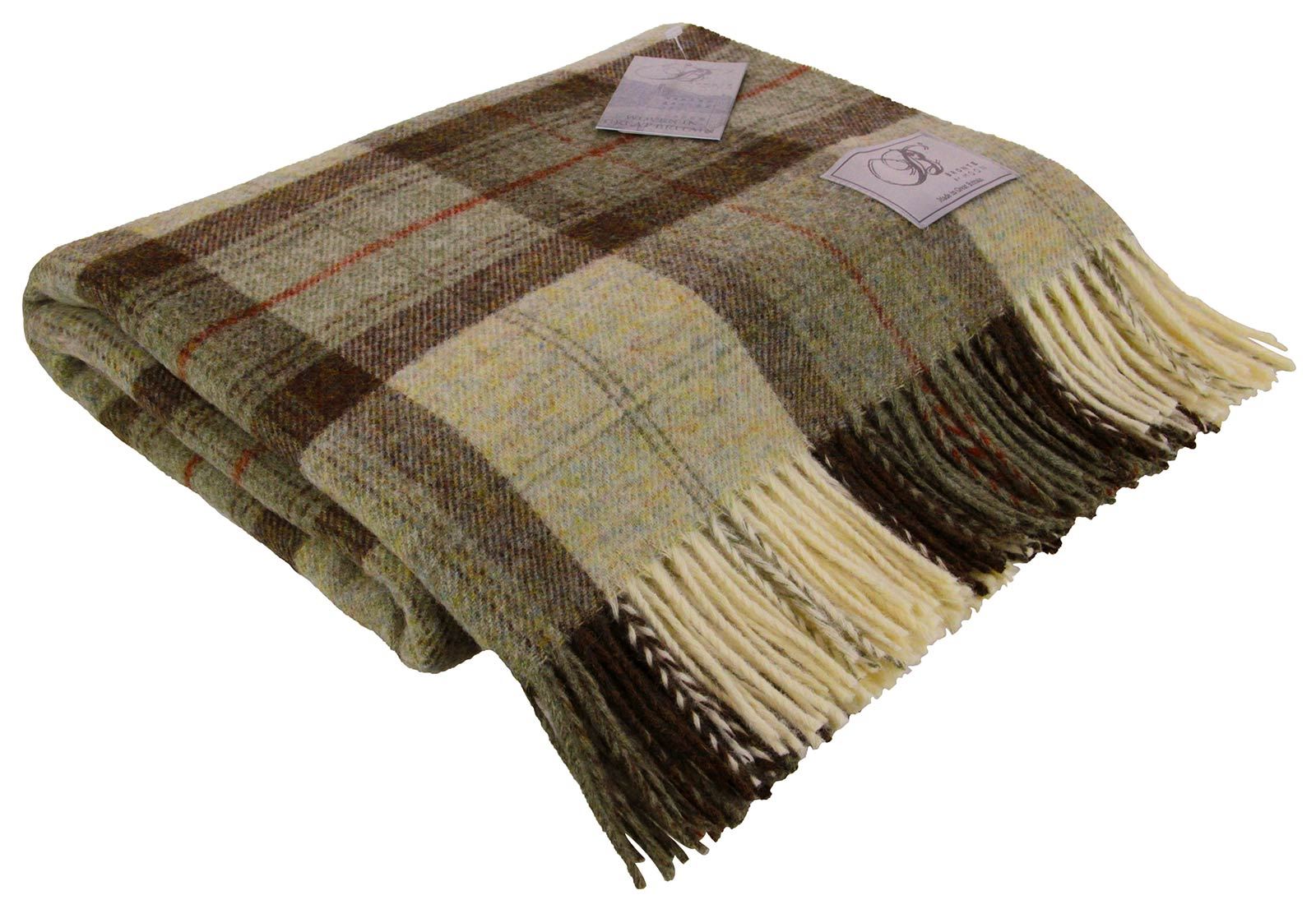 BRONTE BY MOON 100 WOOL THROW BLANKET TARTAN CHECK SPOT MADE IN UK