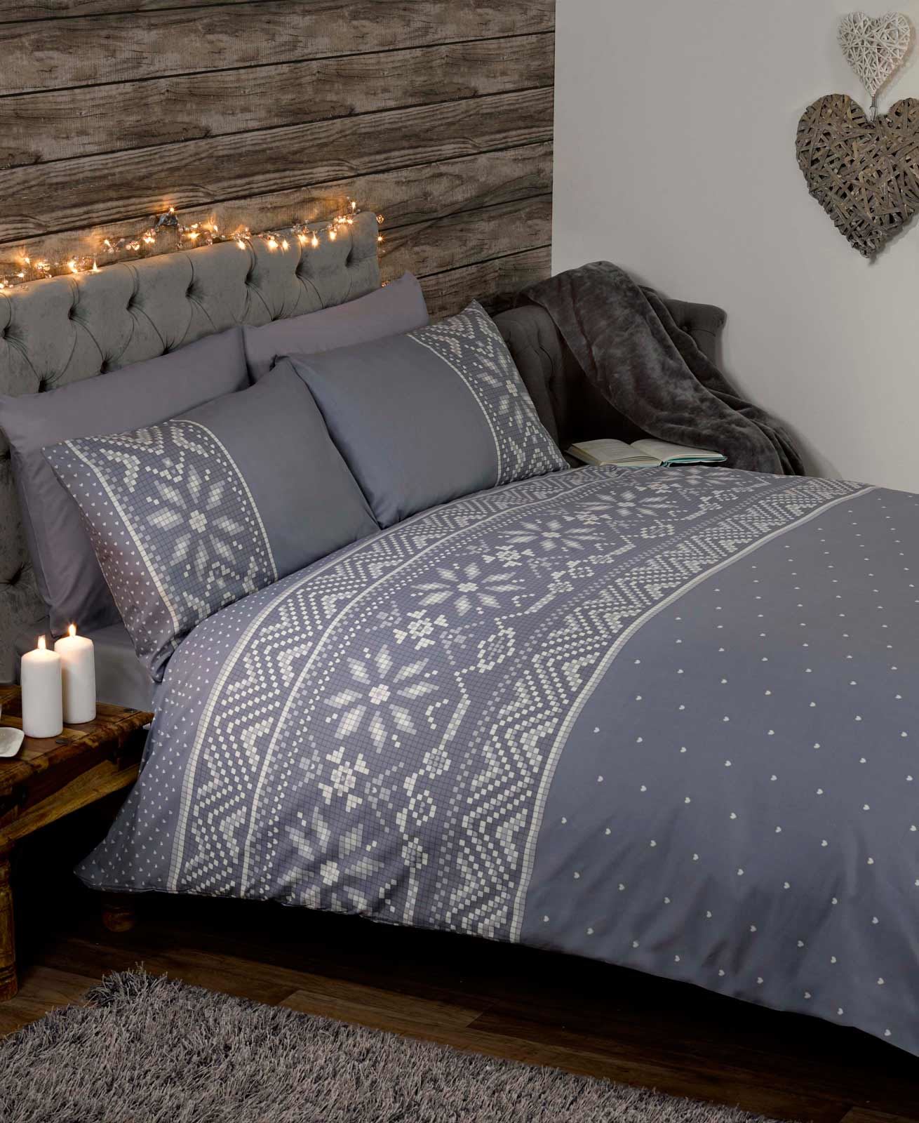 Nordic Fairisle Duvet Covers Quilt Sets Navy Red Grey Nordic Fairisle Duvet Covers Quilt Sets Navy