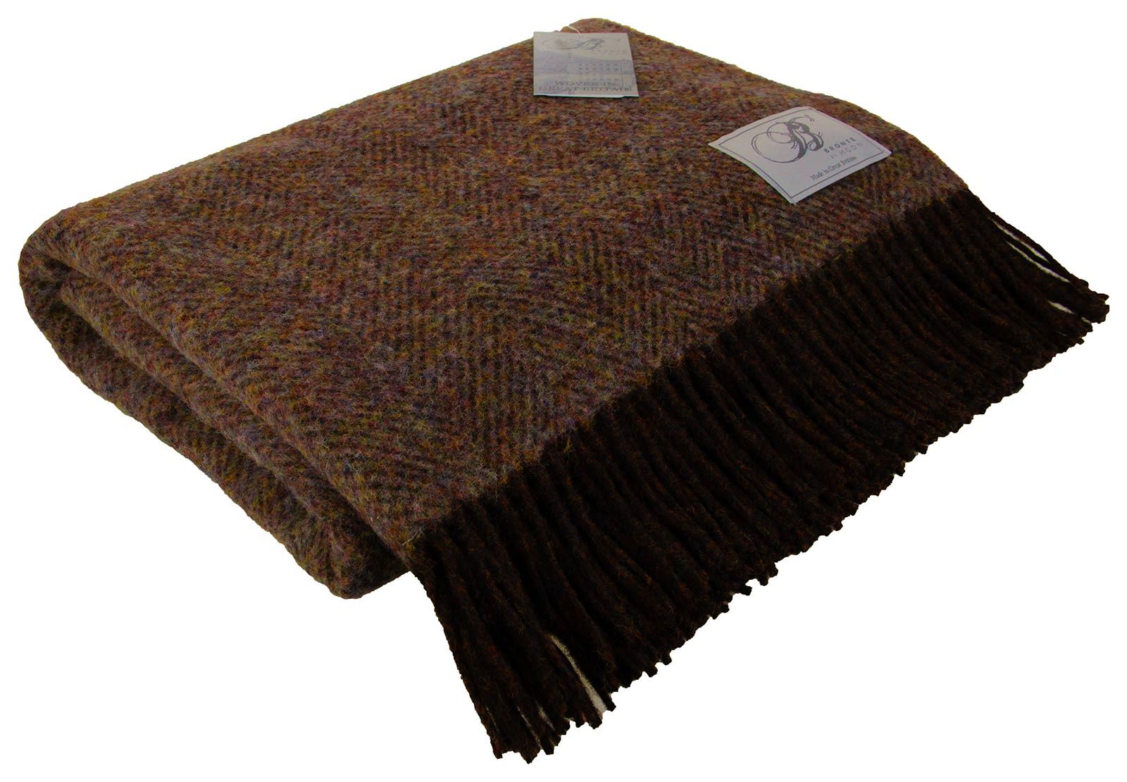 BRONTE BY MOON 100 WOOL THROW BLANKET TARTAN CHECK SPOT MADE IN UK