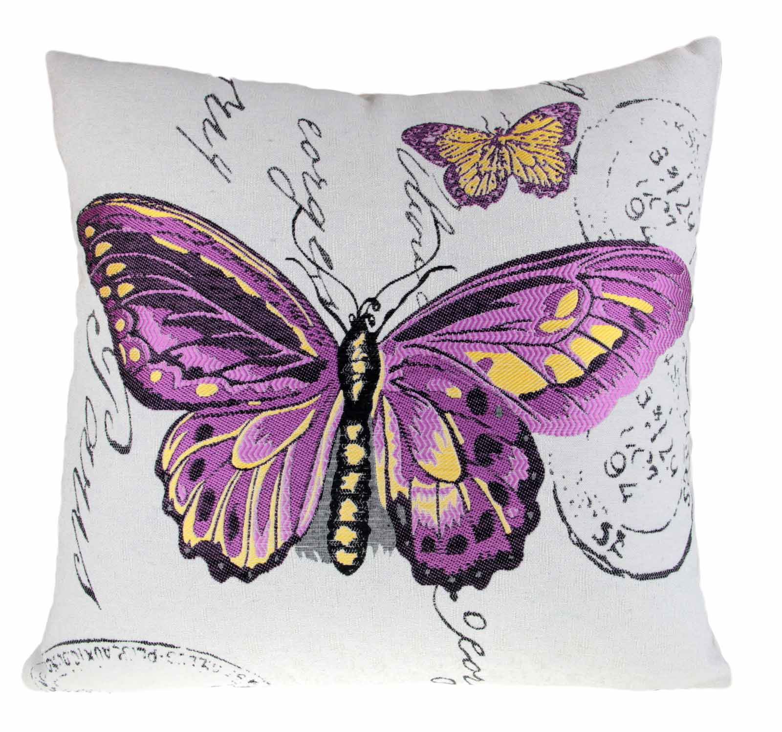 Butterfly Cushion Covers Jacquard Cushions 18" x 18" Teal Burgundy Plum