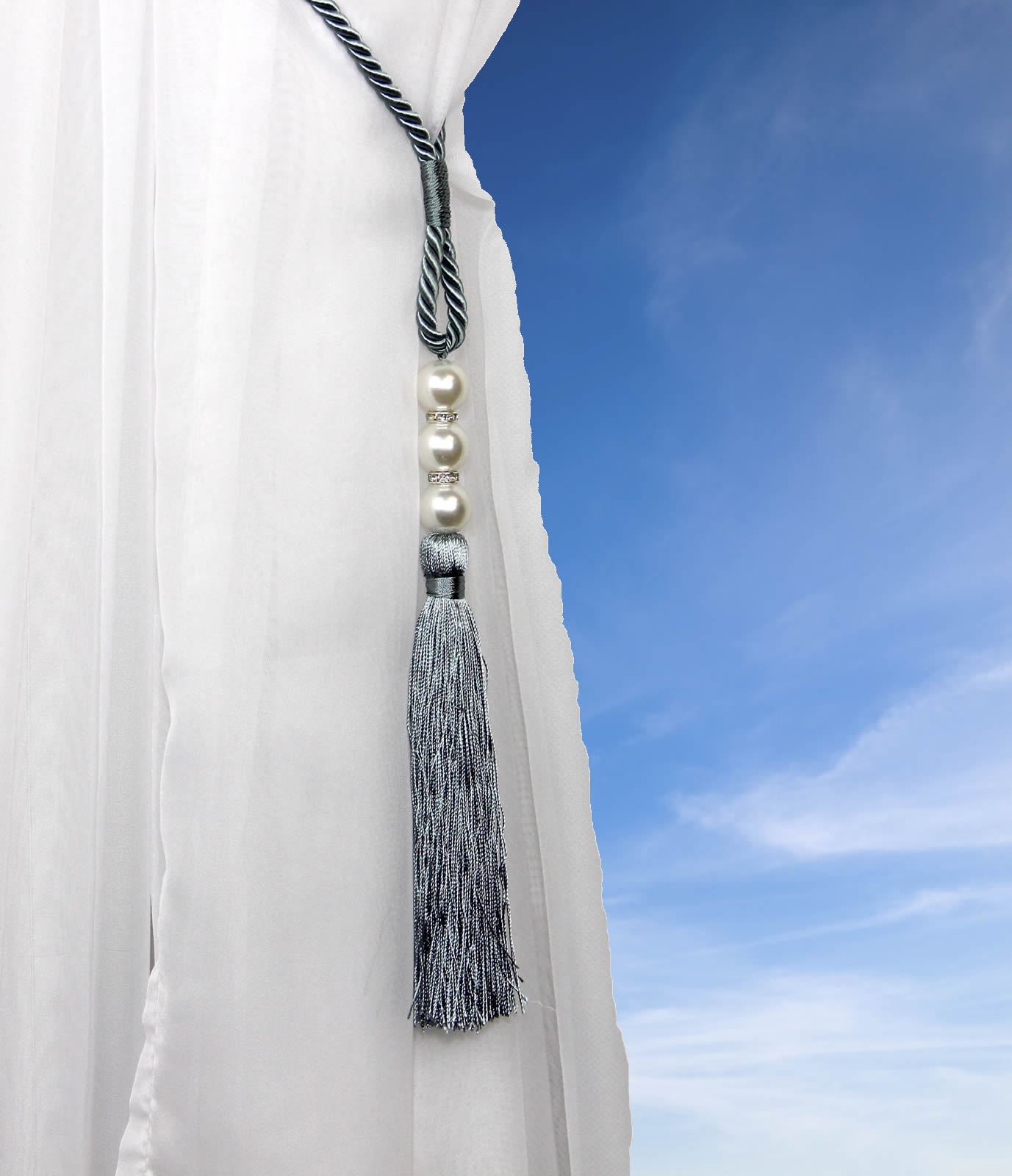 ROYAL PEARL BEADED CORD CURTAIN TIE BACK VOILE HOLD BACKS eBay