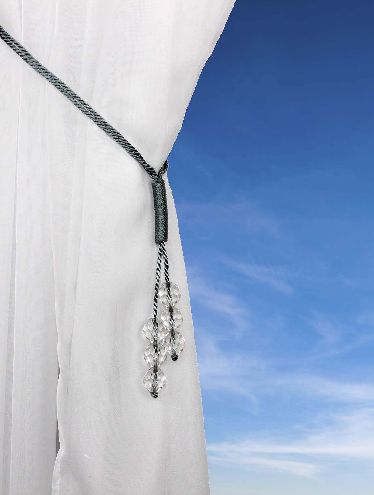 TSAR CRYSTAL BEADED CORD CURTAIN TIE BACK VOILE HOLD BACKS eBay