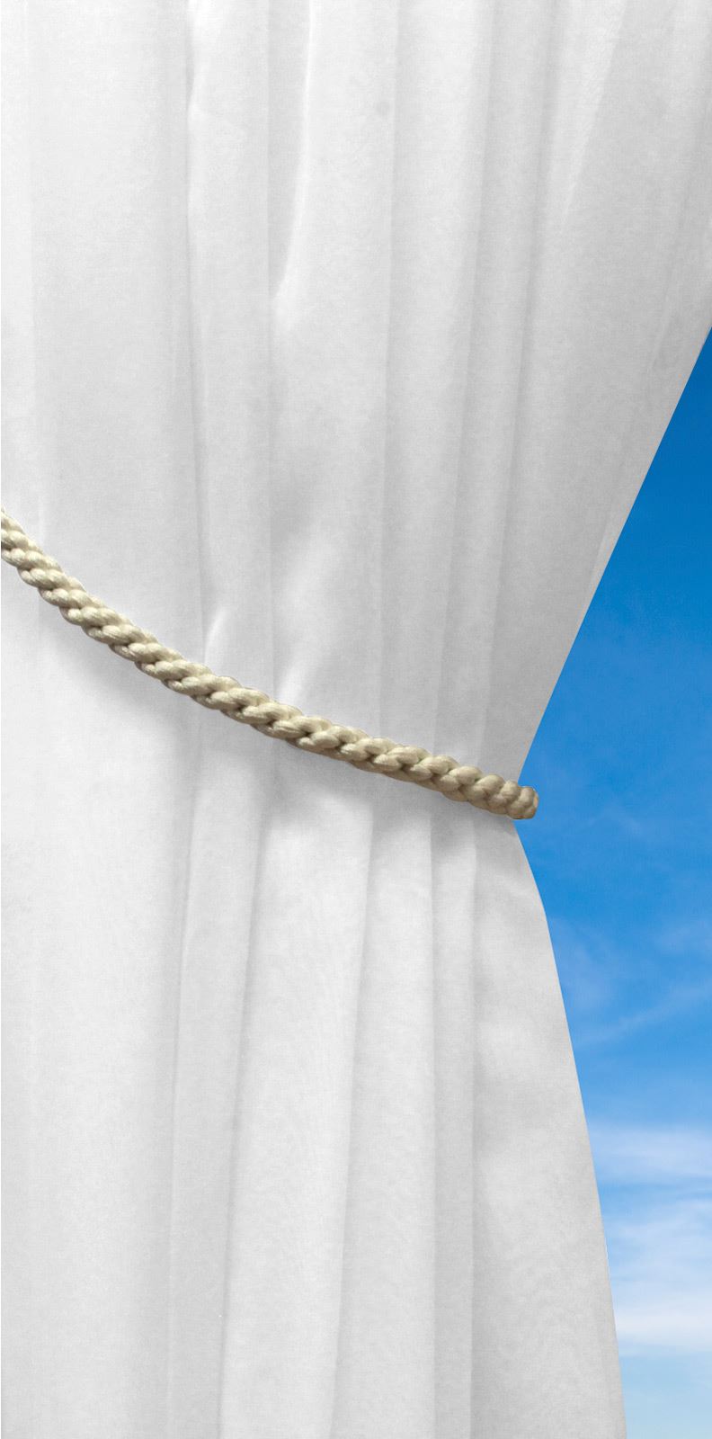 LUXURY WOVEN TIE BACK PAIRS, PAIR OF CURTAIN TIE BACKS, WHITE, BLACK