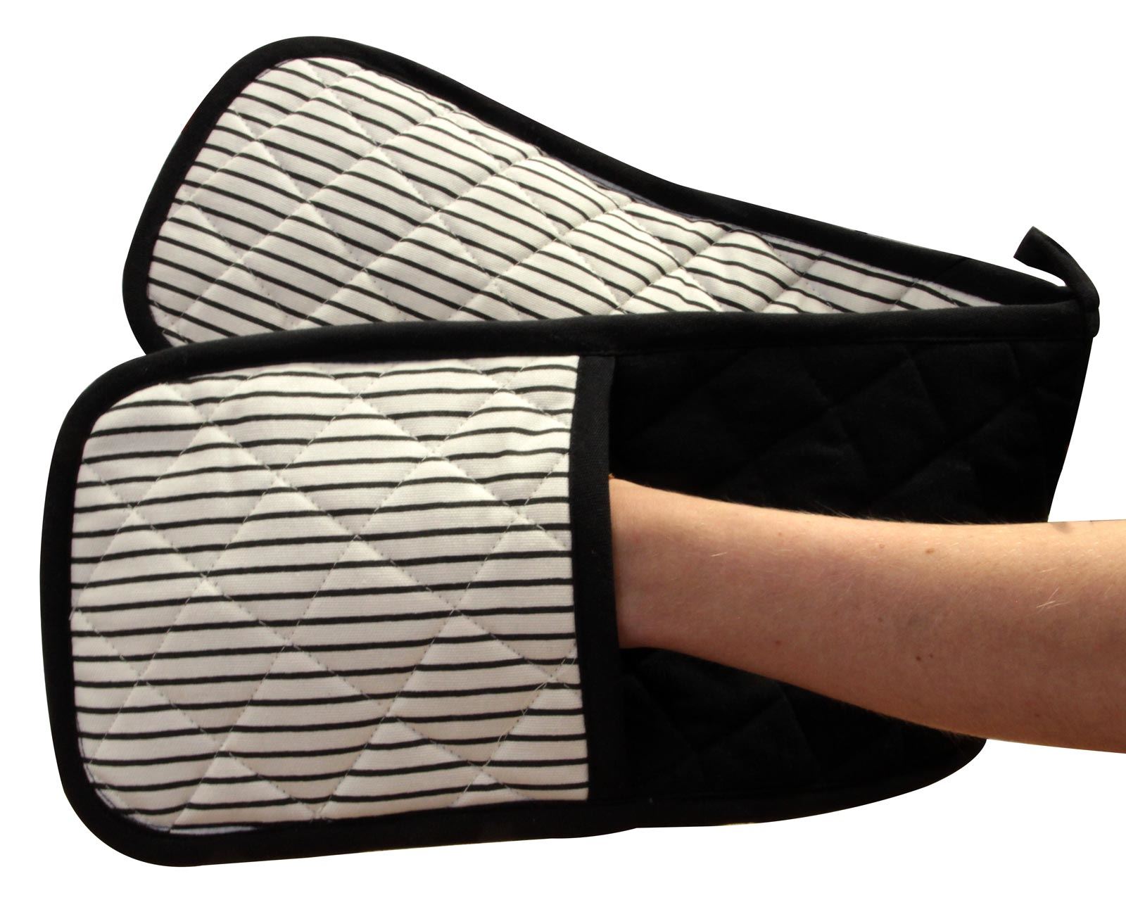 IDEAL TEXTILES™ WINDSOR STRIPE DOUBLE OVEN GLOVES HEAT RESISTANT COTTON