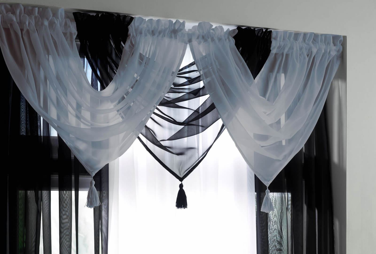 Swag Valances For Windows Plain Tasseled Curtain Valance - 56x45cm, Sheer,  Rod Pocket, Multiple Colors Voile Swag, image size:1600x1084