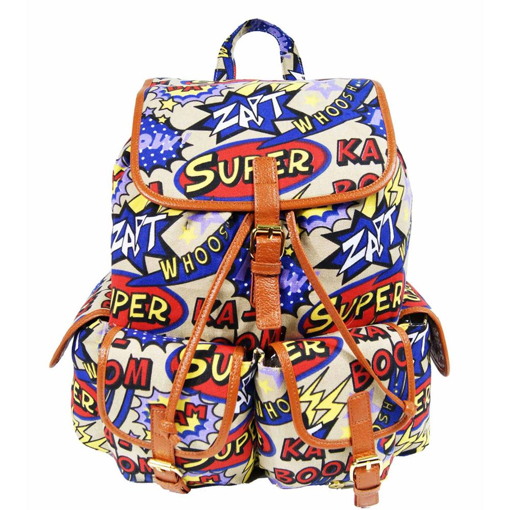 Ladies Canvas Printed Backpack Rucksack School College Gym Travel