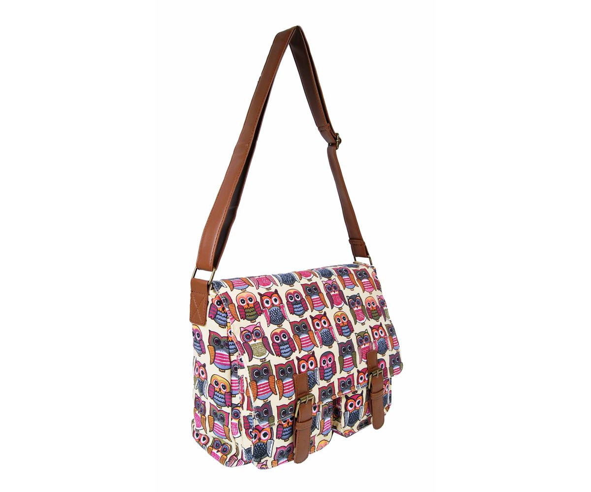 Ladies Womens Canvas Shoulder Satchel School Messenger Cross Body