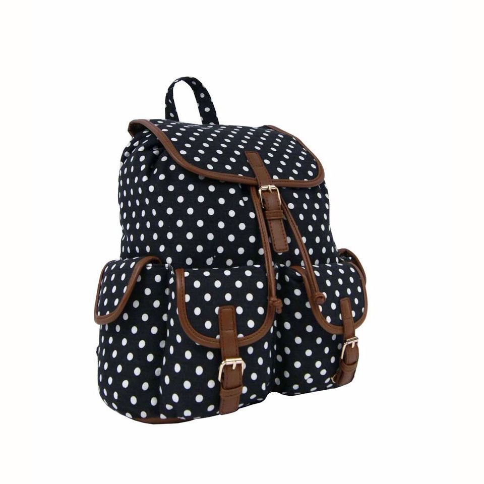 Ladies Canvas Printed Backpack Rucksack School College Gym Travel