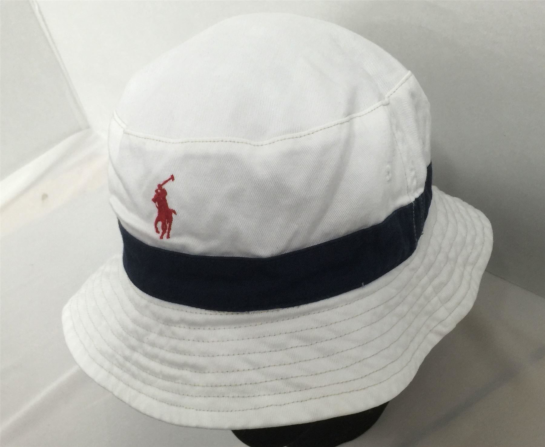 POLO RALPH LAUREN Reversible Red/Green Check/Plaid to White Bucket Hat