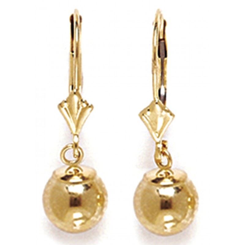 14K Solid Yellow Gold Dangle Ball Earrings L73 eBay