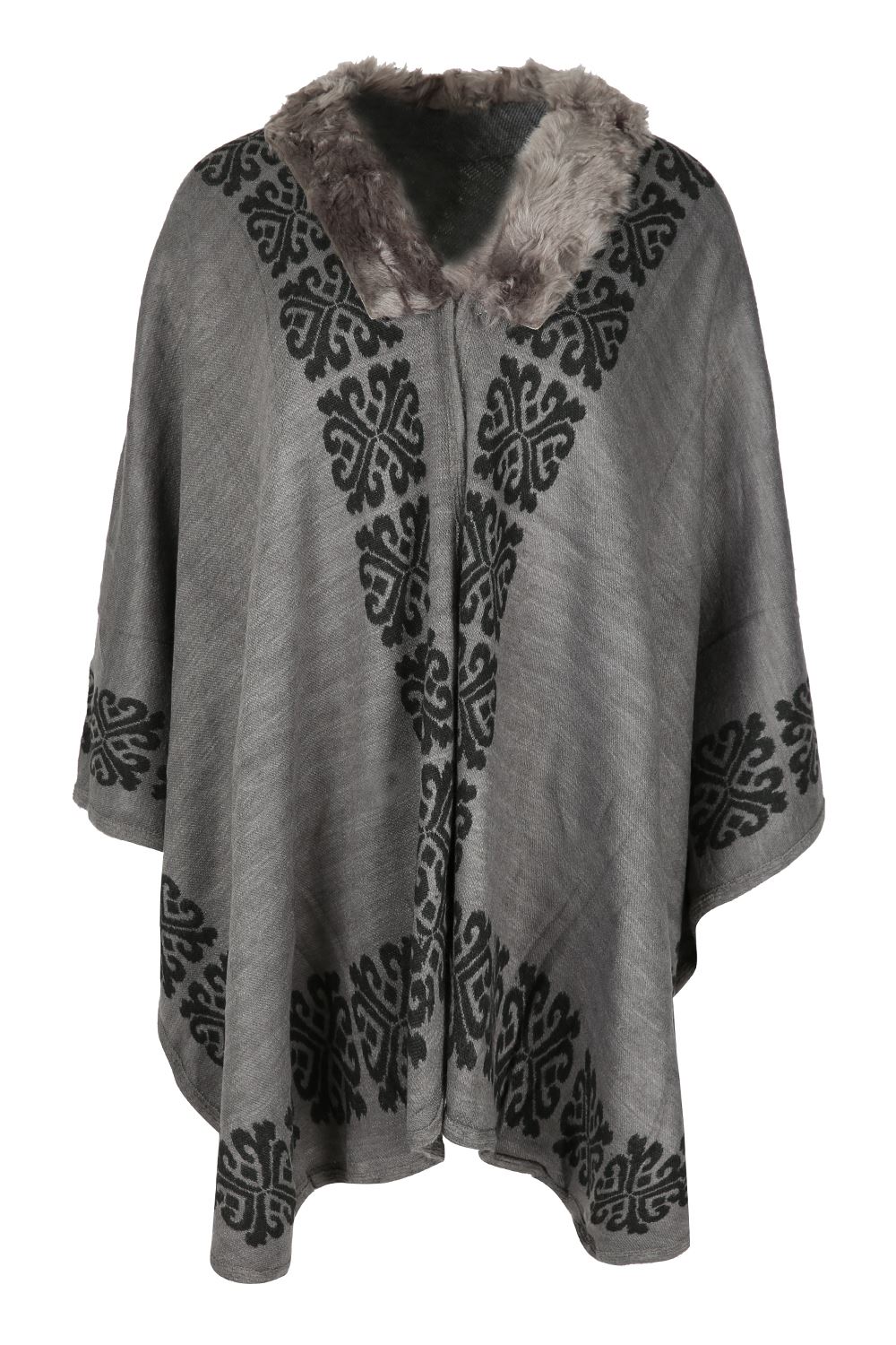 Ladies Faux Fur Poncho Cape Shawl Stole Wrap Coat UK 1020 eBay