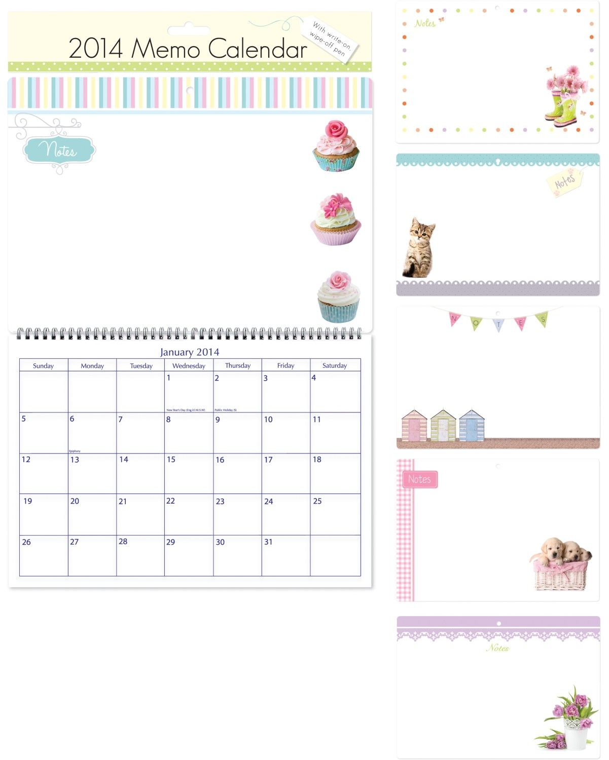 2014 MEMO WALL CALENDAR + WIPEABLE BOARD with PEN NOTES KIDS CHILD ASSORTED | eBay
