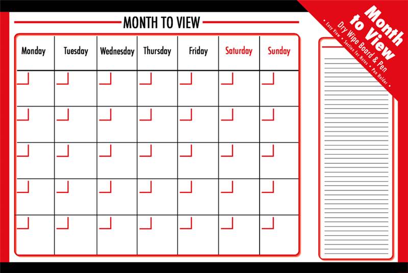 MONTHLY or WEEKLY DRY PLANNER BOARD WHITE BOARD OFFICE SCHOOL HOME