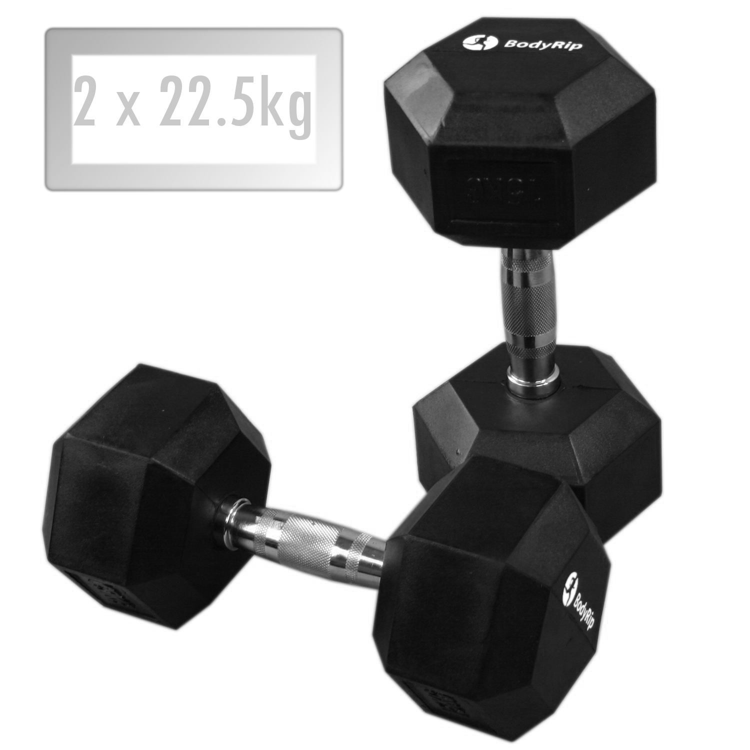 BodyRip Hexagonal Hex Rubber Encased Ergo Dumbbell Dumbbells Weights