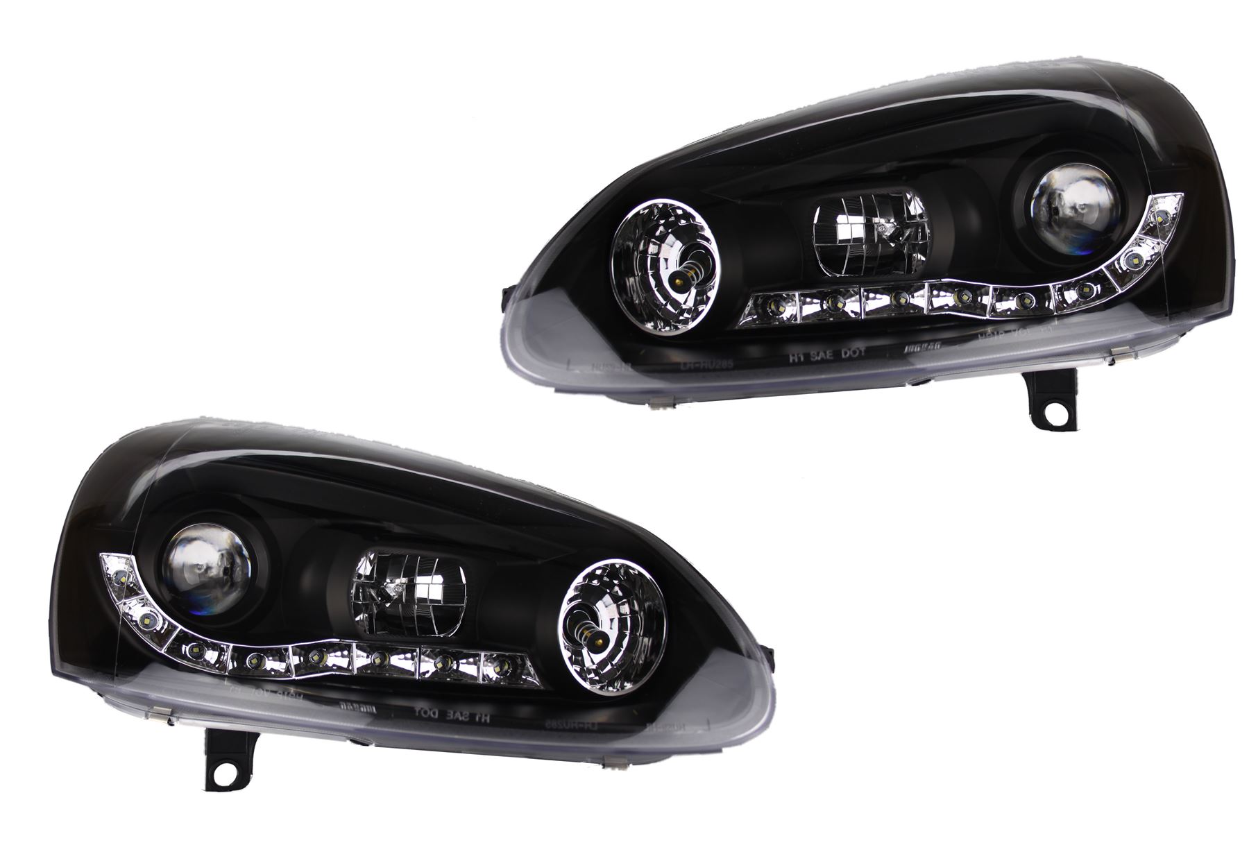 Volkswagen Golf MK5 11/20032009 Headlights DRL Black Inner Chrome DRL