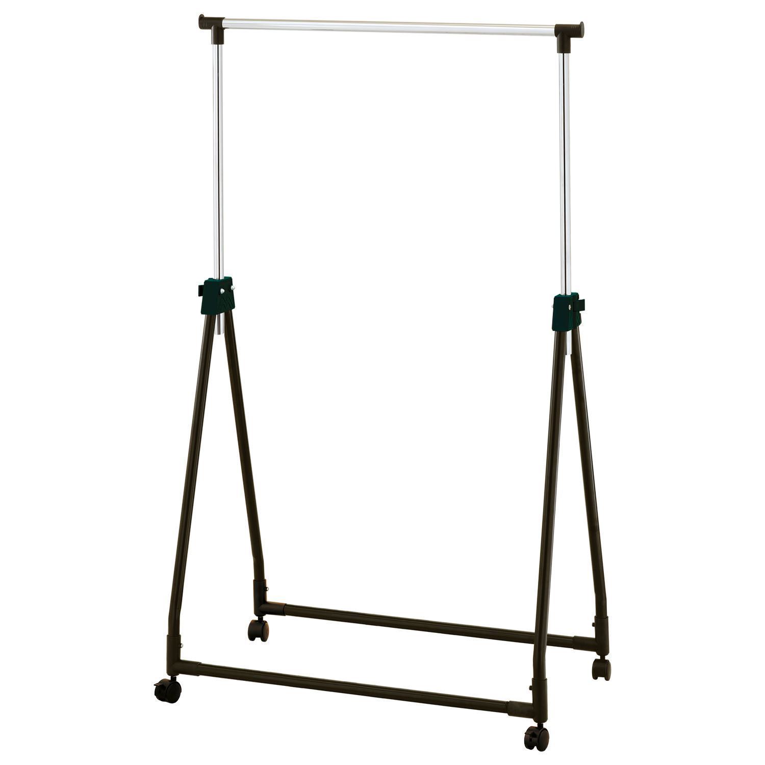 Chrome / Black Portable Collapsible Clothes Hanging Rail Adjustable