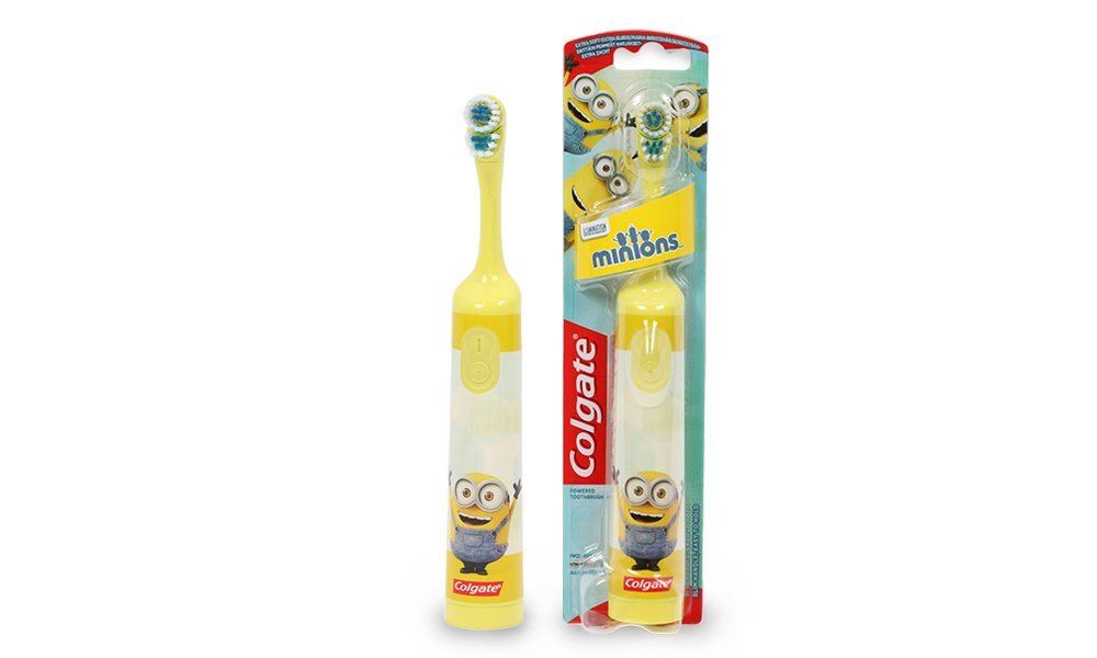 Colgate Minions Battery Toothbrush Blue Orange Yellow + Toothpaste 50ml