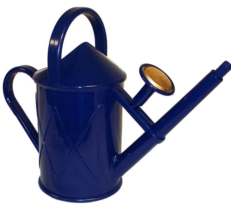 HAWS HERITAGE INDOOR 1 LITRE WATERING CAN BRASS ROSE DARK BLUE