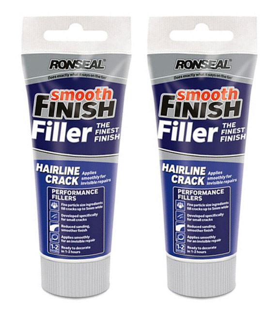 2 X RONSEAL SMOOTH FINISH HAIRLINE CRACK FILLER INVISIBLE REPAIR 100G