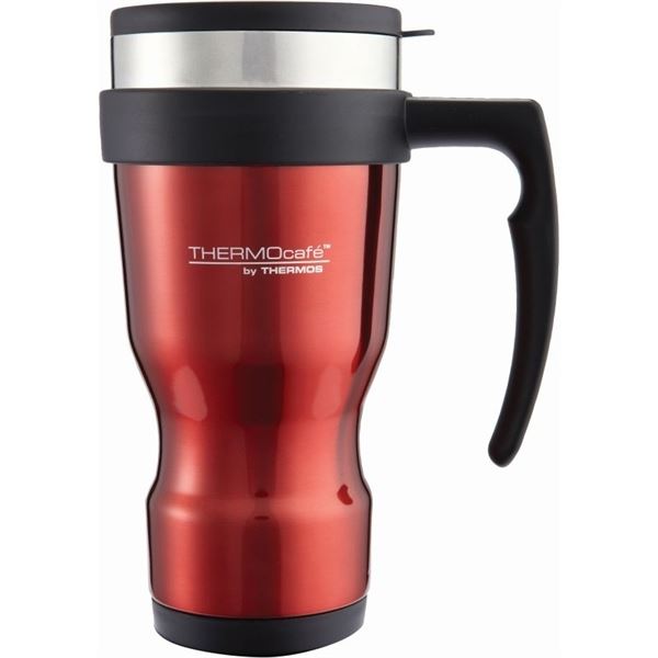 THERMOS THERMOCAFE STAINLESS STEEL RED KING TRAVEL DRINKS MUG 450ML