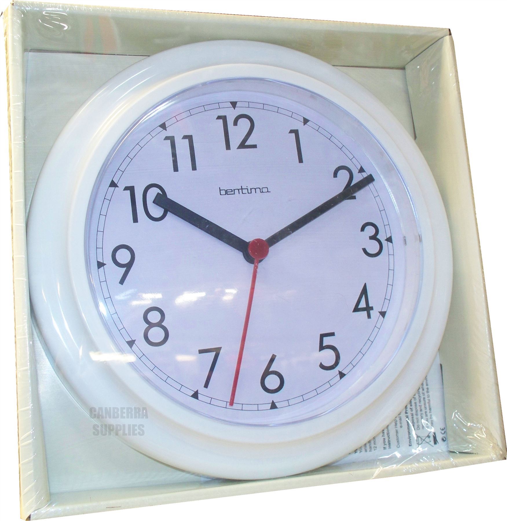 WALL CLOCK KITCHEN BATHROOM BEDROOM OFFICE WHITE