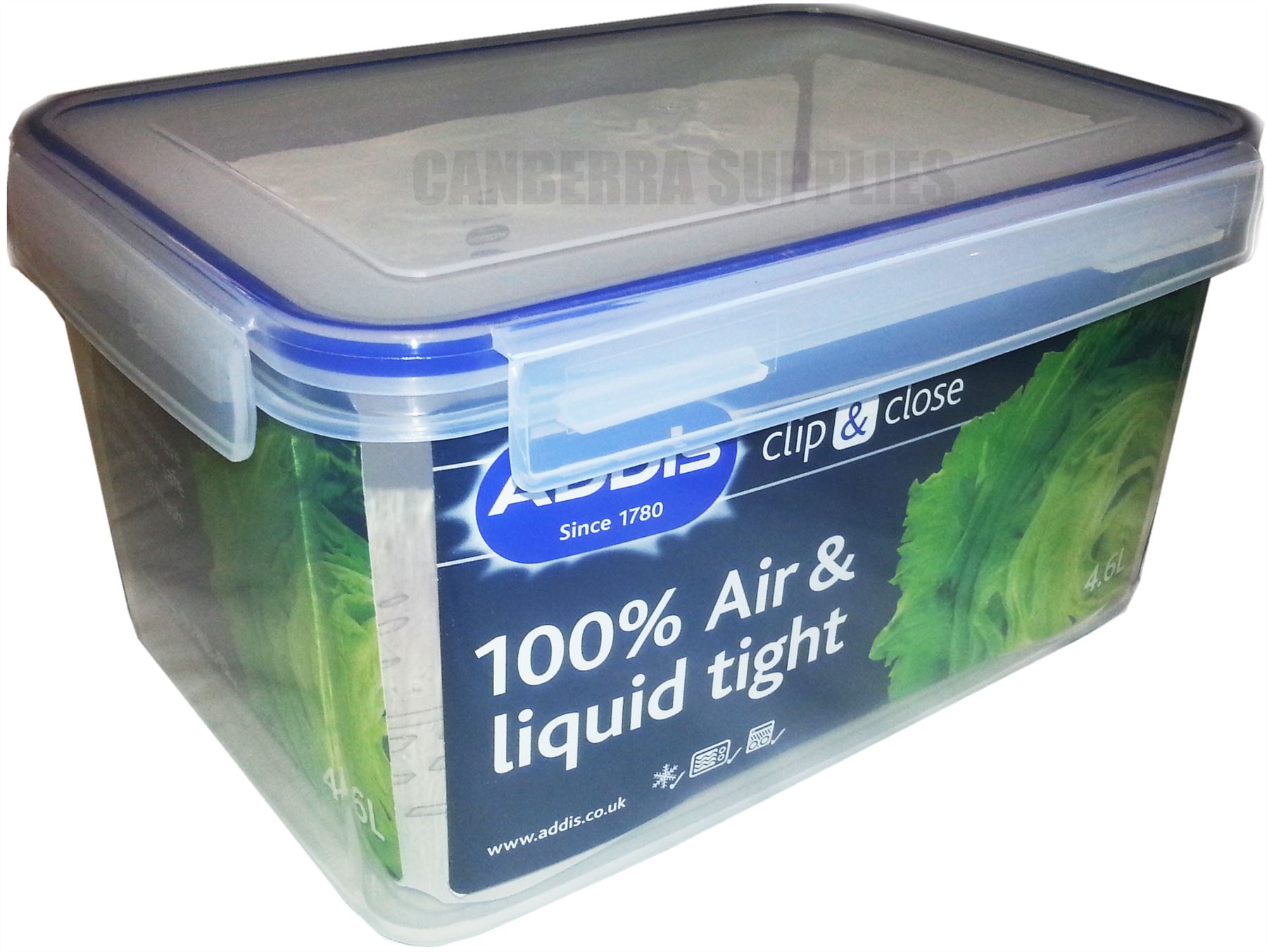 ADDIS CLIP & CLOSE RECTANGULAR FOOD STORAGE CONTAINER 4.6L AIR TIGHT