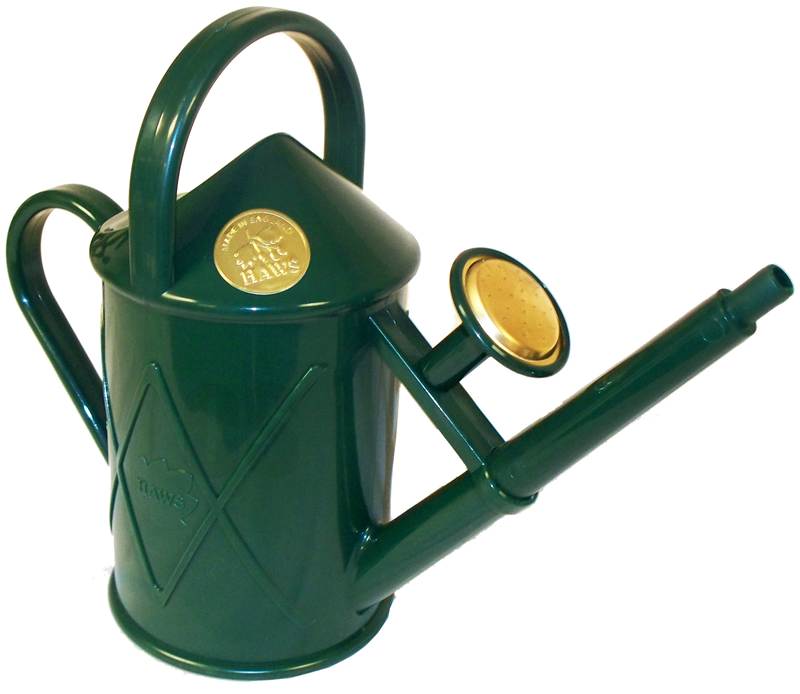HAWS HERITAGE INDOOR 1 LITRE WATERING CAN BRASS ROSE DARK GREEN OUTDOOR