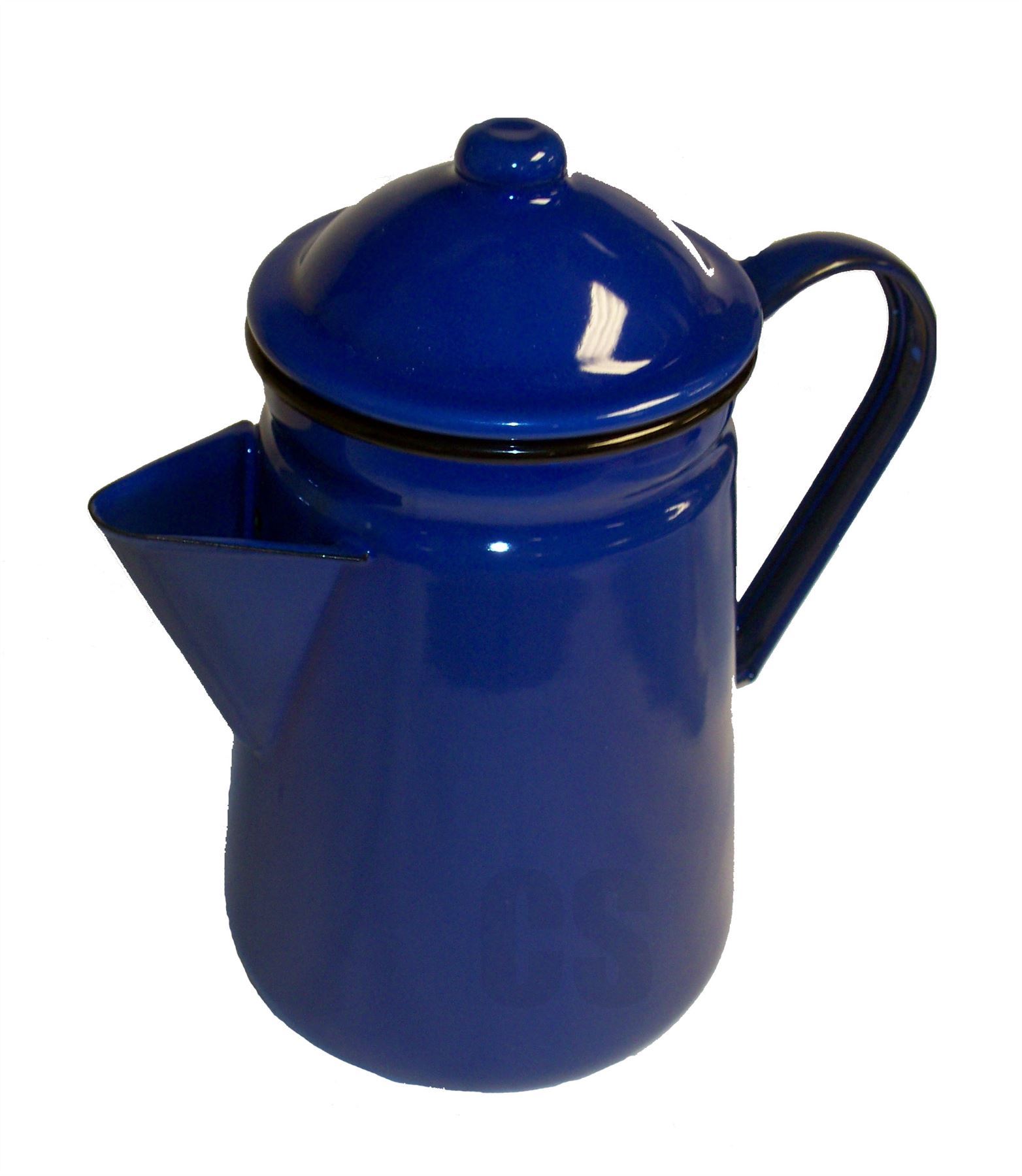 FALCON BLUE ENAMEL TALL COFFEE POT WITH HANDLE & LID TEA CAMPING TEAPOT