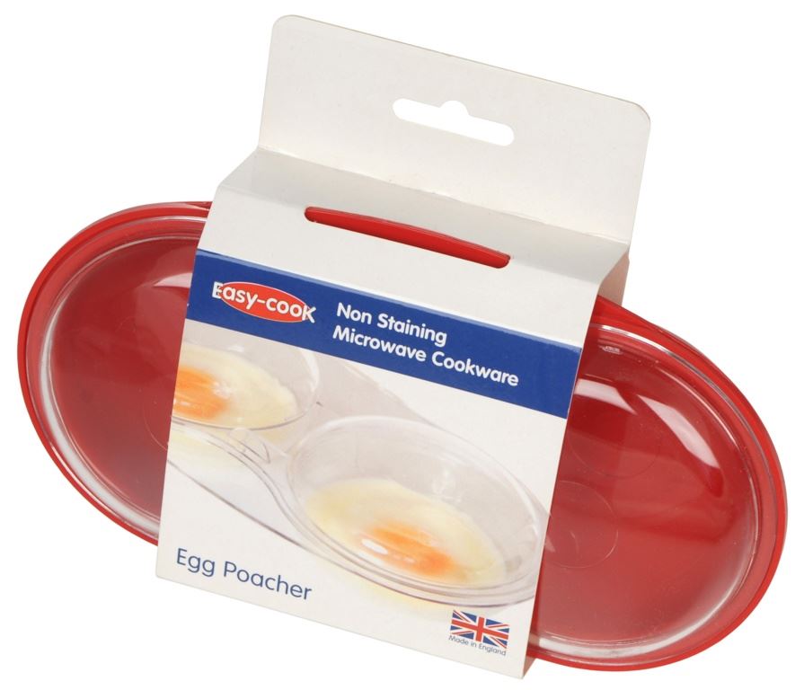 EASY COOK STAIN FREE FAST MICROWAVE MICROWAVEABLE EGG POACHER RED FREE