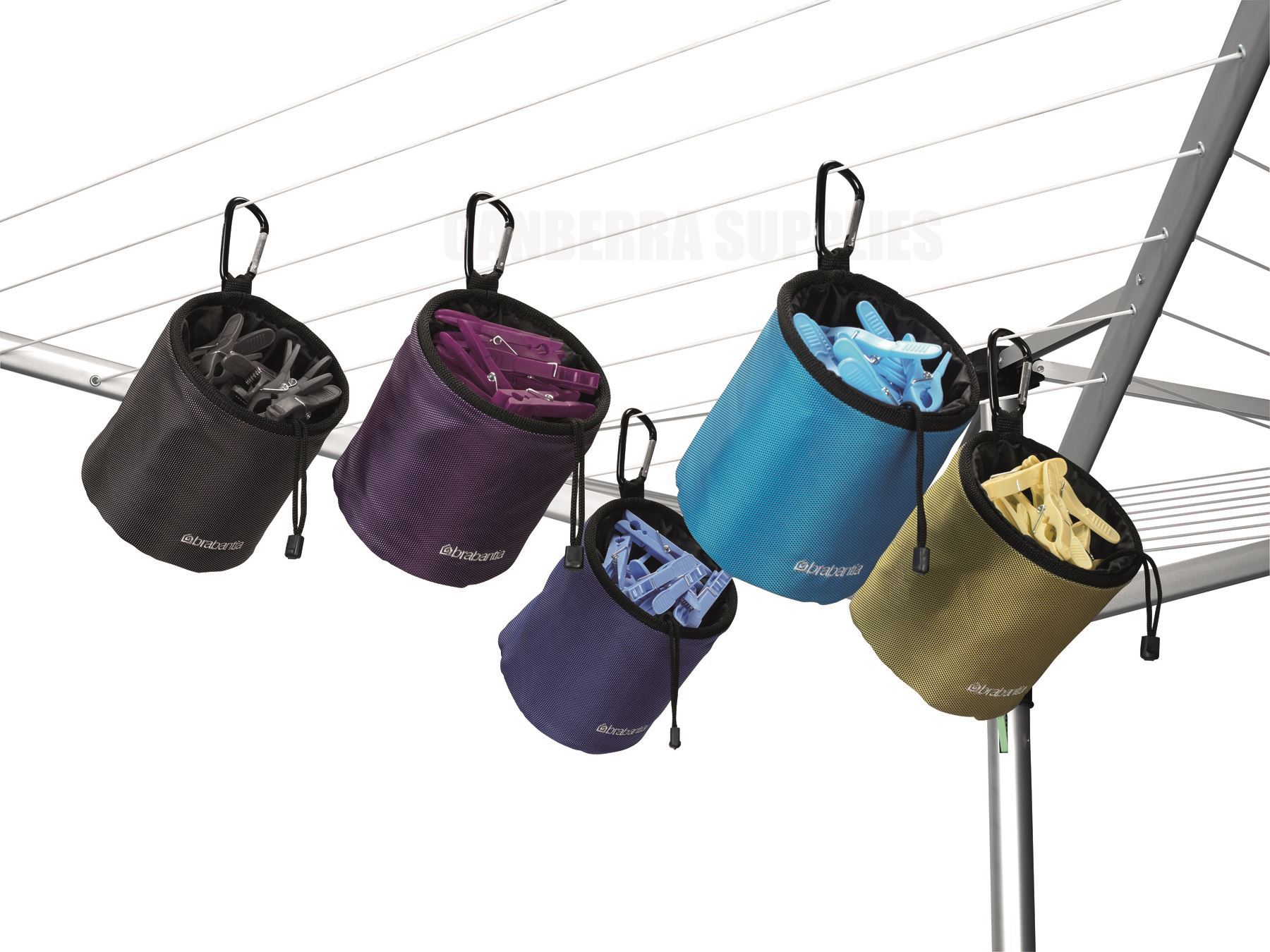 BRABANTIA DURABLE CLOTHES PEG BAG HANGING HOLDER ASSORTED COLOURS