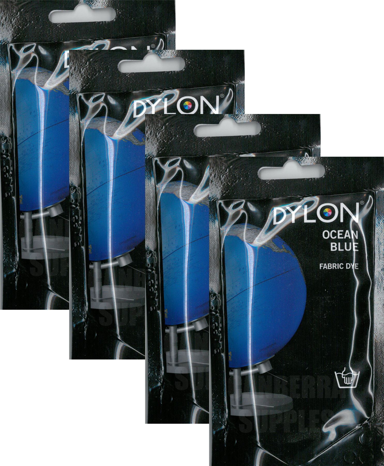 4 X PACKS OF OCEAN BLUE DYLON FABRIC & CLOTHES DYE HAND USE 50g / 1