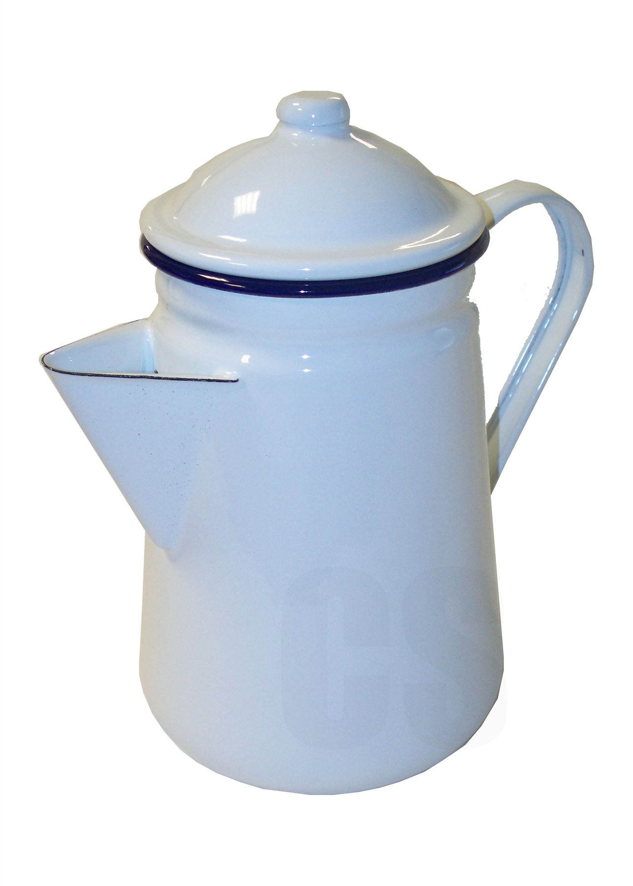 FALCON WHITE ENAMEL TALL COFFEE POT WITH HANDLE & LID TEA CAMPING