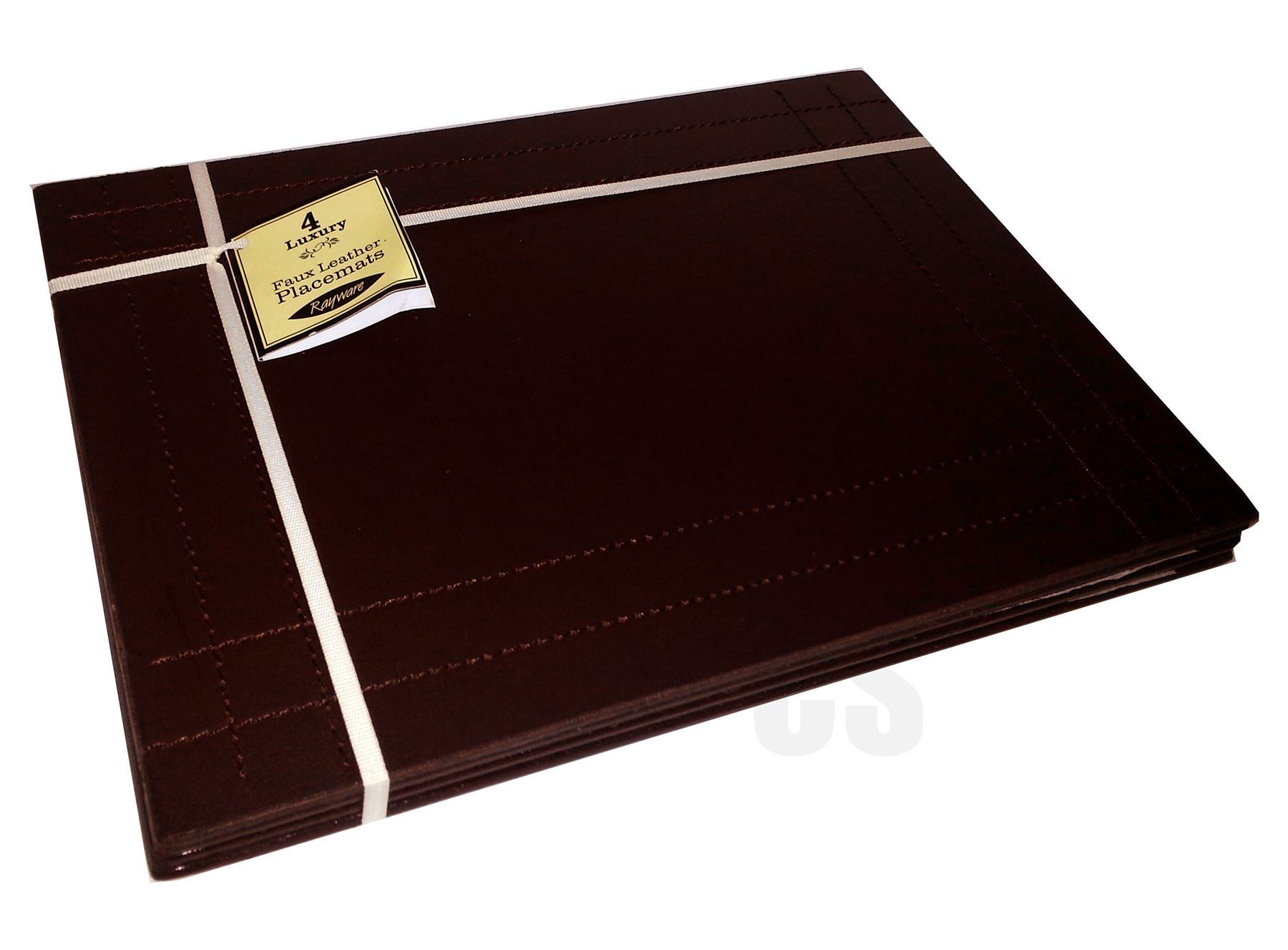 RAYWARE BROWN FAUX LEATHER STITCH LUXURY TABLE PLACEMATS 4 PIECE SET eBay