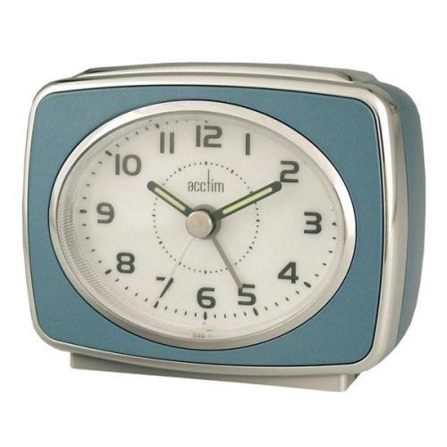 ACCTIM RETRO METALIC BLUE ALARM CLOCK LUMINOUS HANDS SNOOZE LIGHT eBay