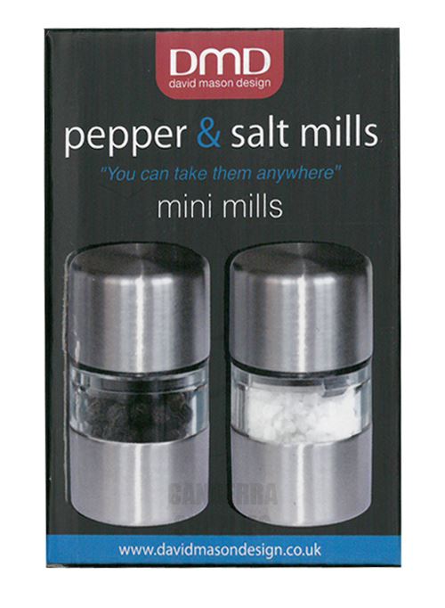 DAVID MASON DESIGN STAINLESS STEEL MINI GEM PEPPER AND SALT GRINDER