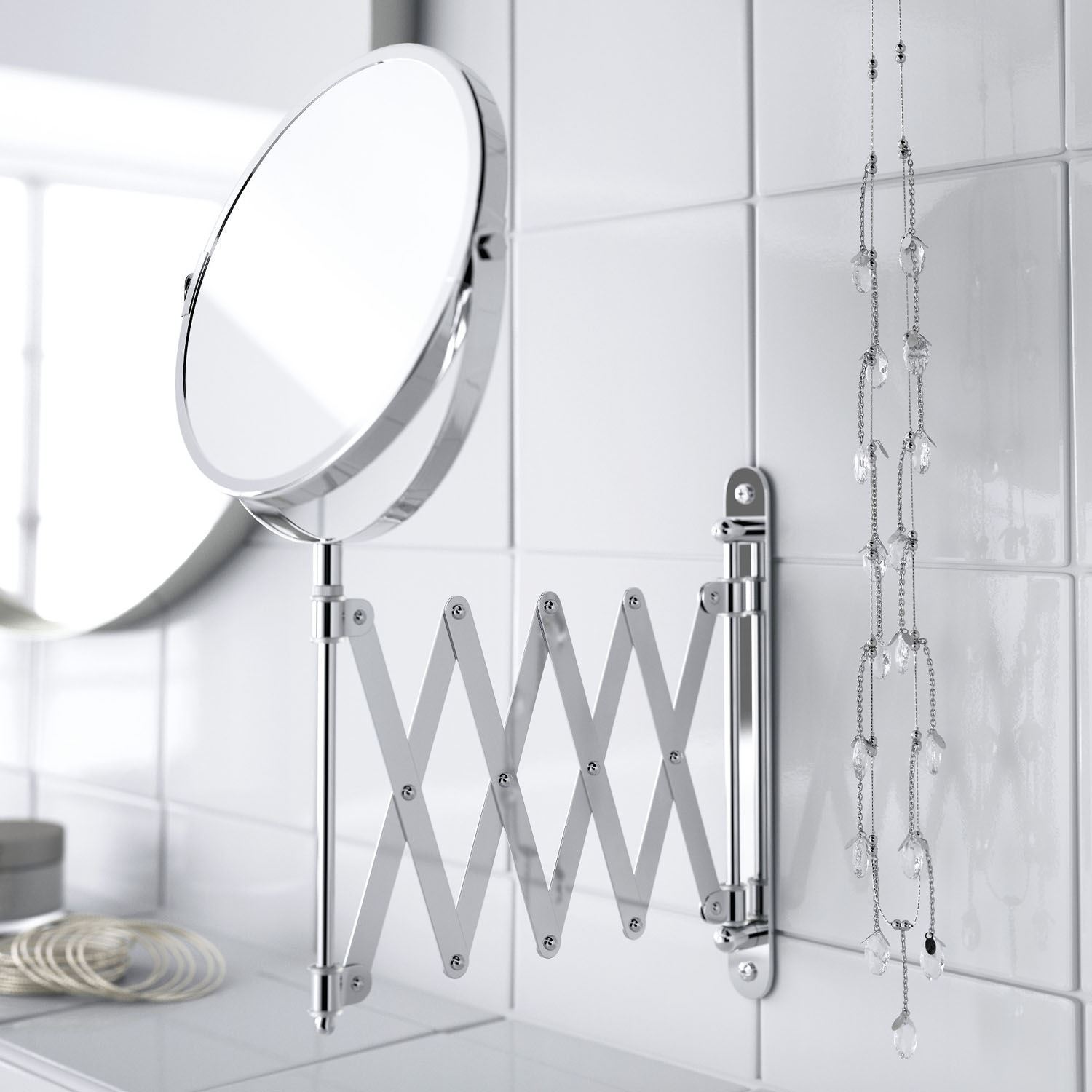 Wall Mounted Folding Extending Makeup Shaving Magnifying Chrome Bathroom Mirror  eBay