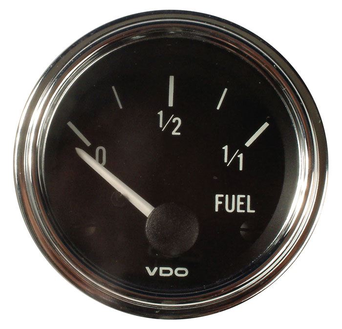 MK1 GOLF VDO Fuel Gauge, 52mm, Series 1, for universal sender, Chrome