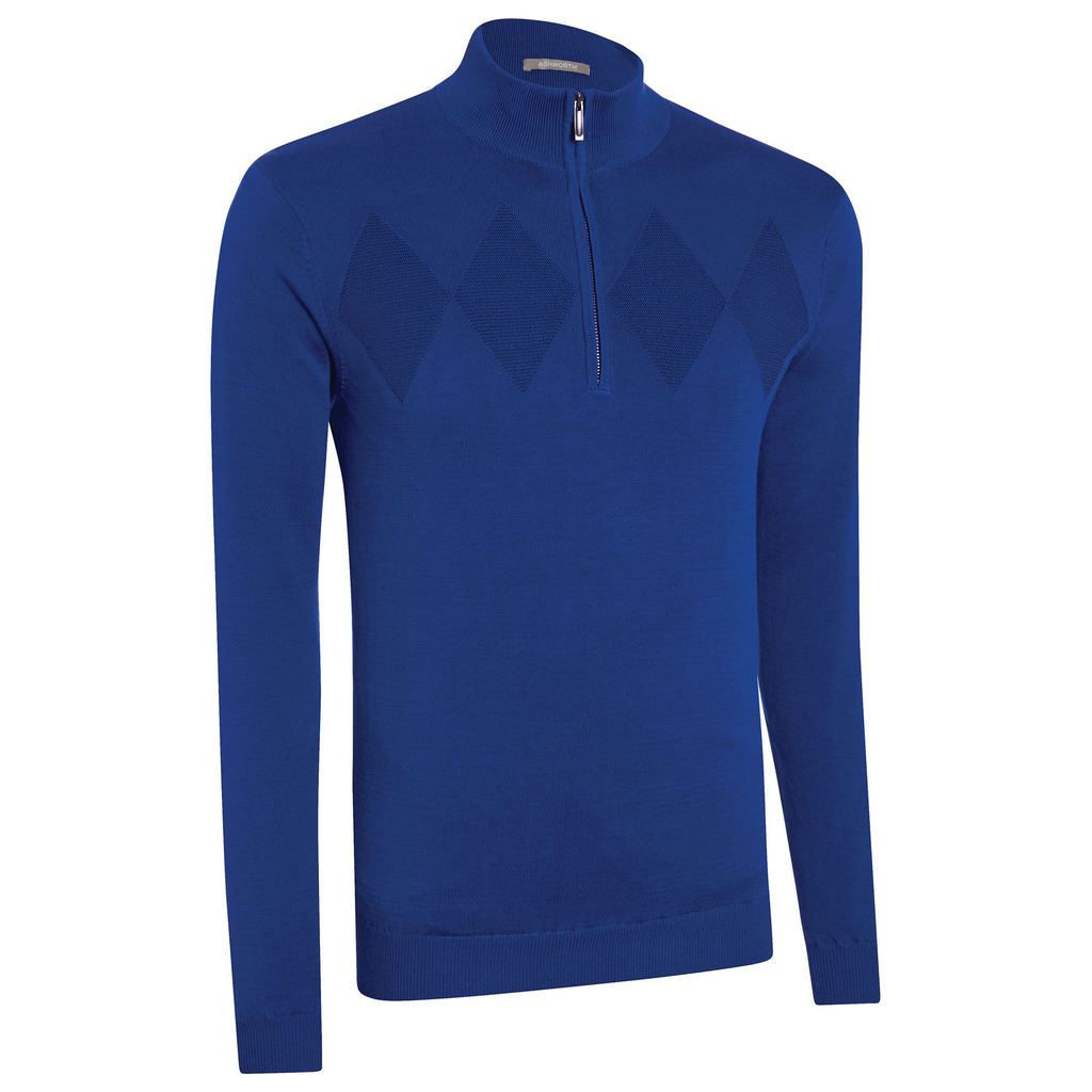 ASHWORTH CHEST DIAMOND TEXTURE THERMAL LINED WIND SWEATER GOLF PULLOVER