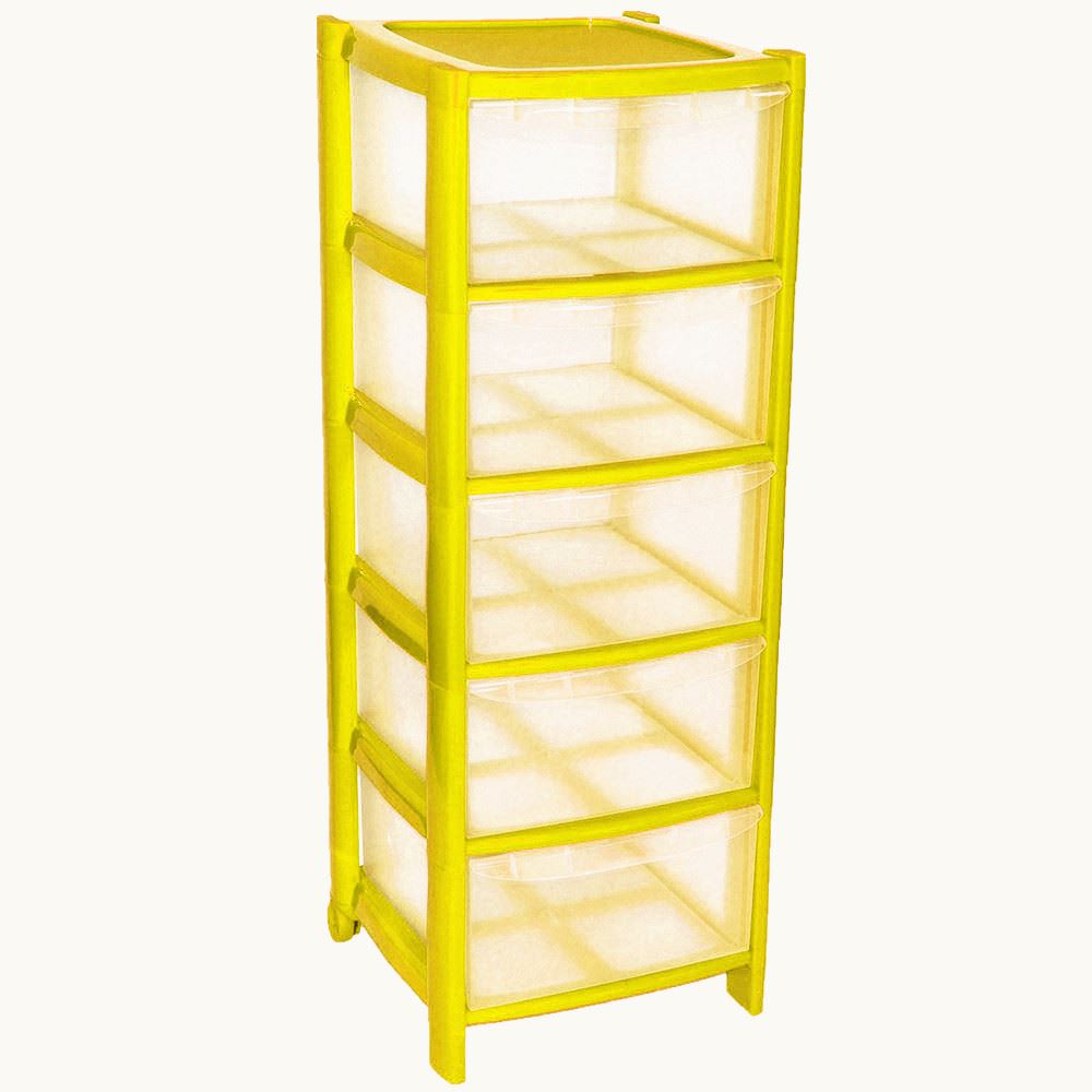YELLOW Drawer Plastic Large Tower Storage Drawers Unit with Wheels MADE