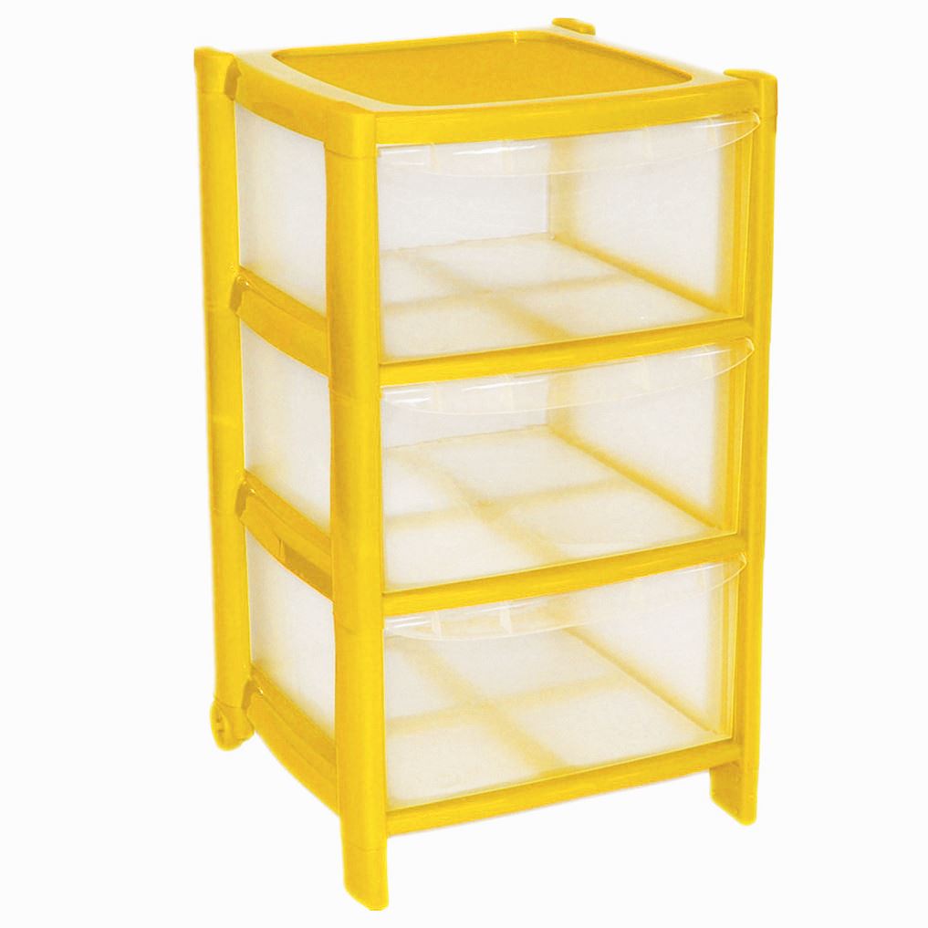 YELLOW Drawer Plastic Large Tower Storage Drawers Unit with Wheels MADE