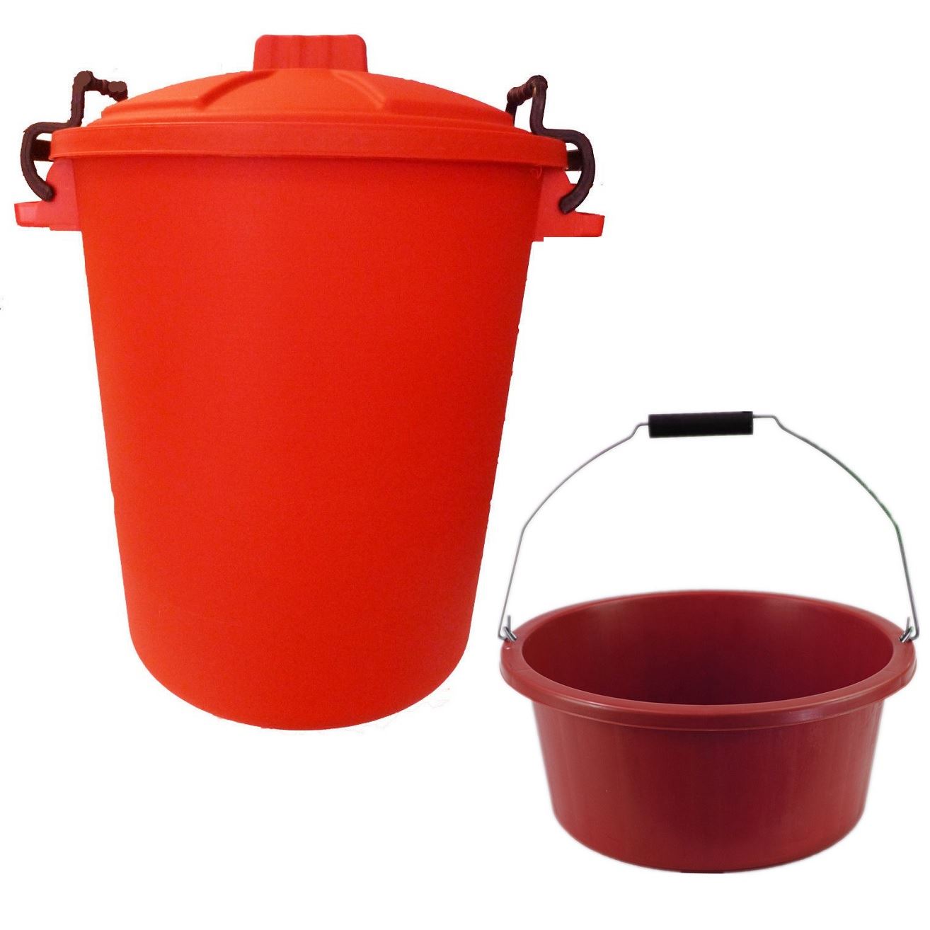 16 Litre Colour Feed Bucket & 50 Litre Plastic Colour Bin Shallow