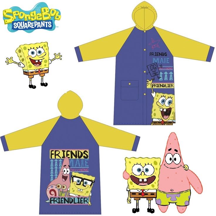 Spongebob Children Cartoon Waterproof Hooded Rain Coat Jacket Raincoat