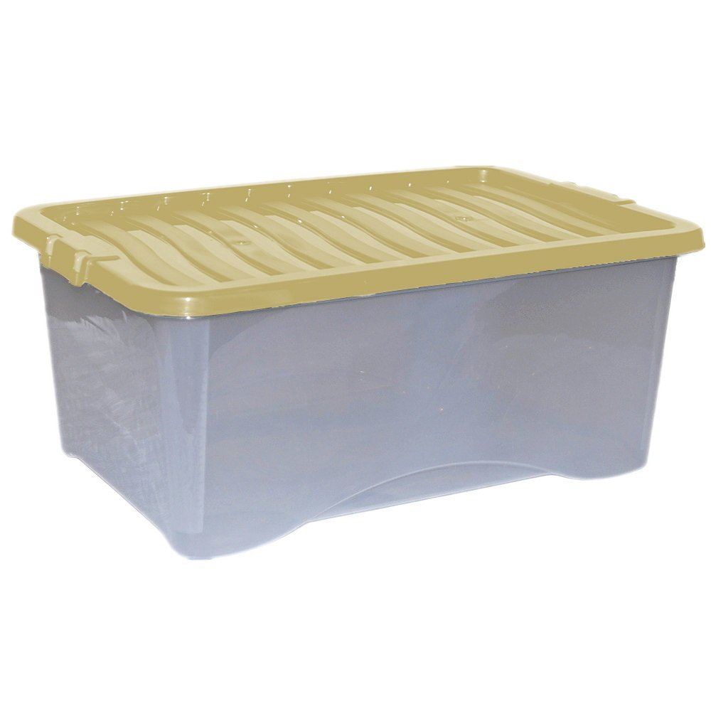 5x 45L Plastic Storage Box Strong Stackable Container with Colour Lids