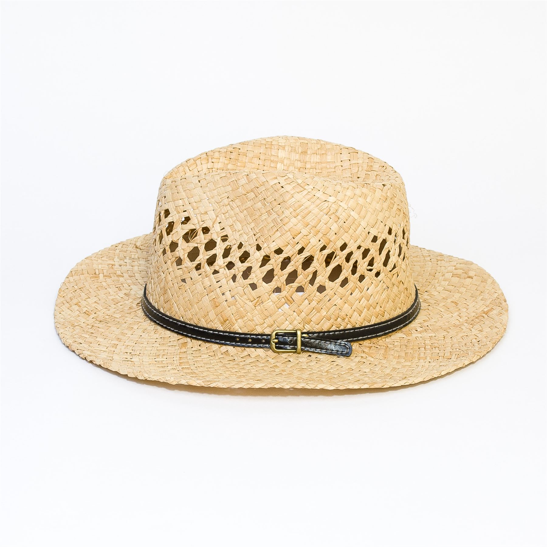 Cowboy Stetson Style Straw Hat with Faux Leather Band eBay