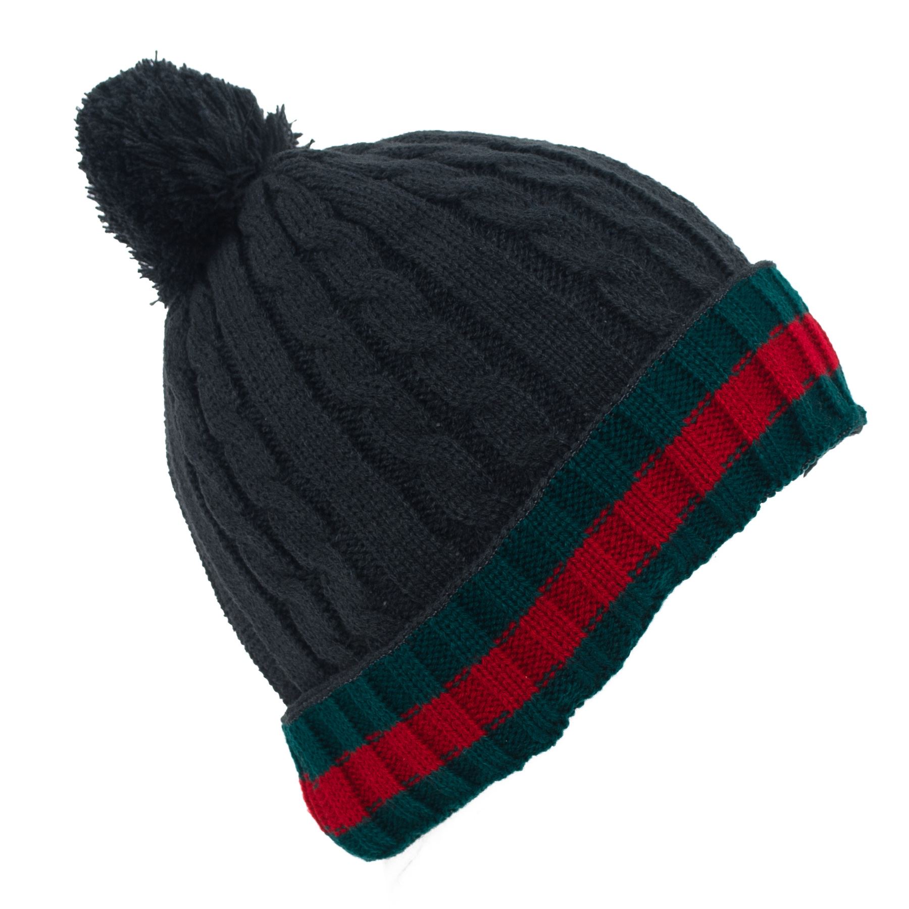 Stripe Pattern Unisex Knitted Pom Pom Ski Hat eBay