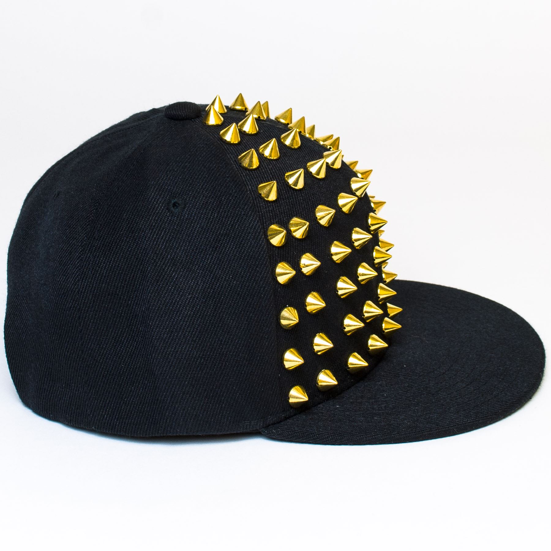 Black Snapback Hip Hop Baseball Cap with Studded Rivet Spikes UK STOCK