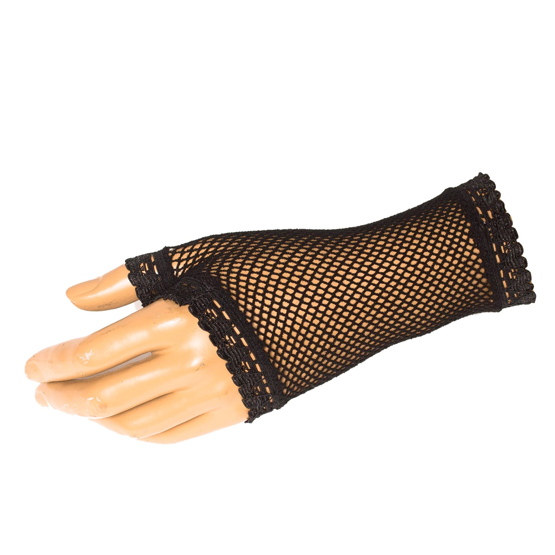 Short Black Ladies Fingerless Gloves Fancy Dress Party Gloves