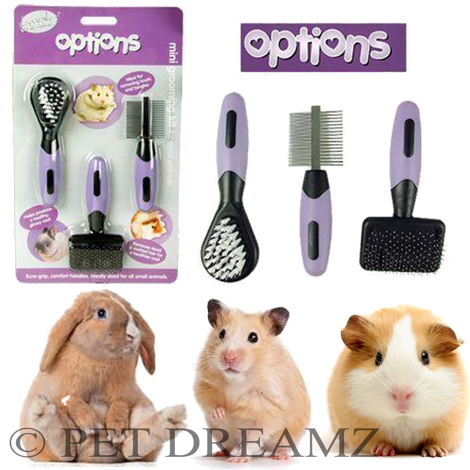 SMALL ANIMAL GROOMING KIT SET SLICKER COMB BRUSH RABBIT HAMSTER