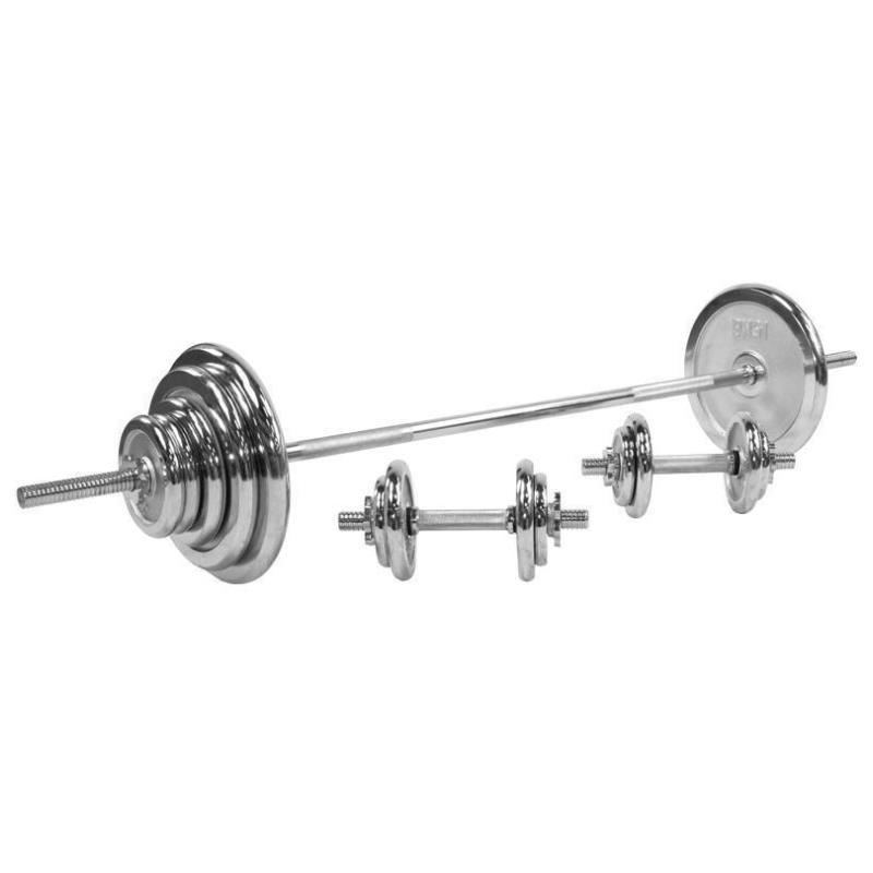 Gorilla Sports Chrome Barbell Set 100KG eBay