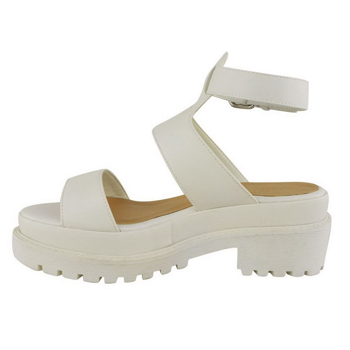 LADIES WOMENS CHUNKY BLOCK HEEL CLEATED SOLE SHOES PLATFORM WEDGE SANDALS SIZE | eBay